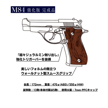 マルシン M84 強化版 木グリ付き ABS ブラック（発火式 モデルガン 完成 本体）｜ハンドガン｜電動ガン・モデルガン・エアガン通販ならHBLT