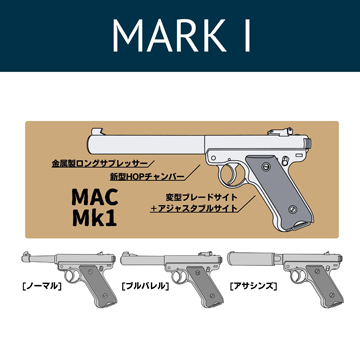 マルシン スタームルガーMk1 ノーマルバレル ABS シルバー（ガスガン