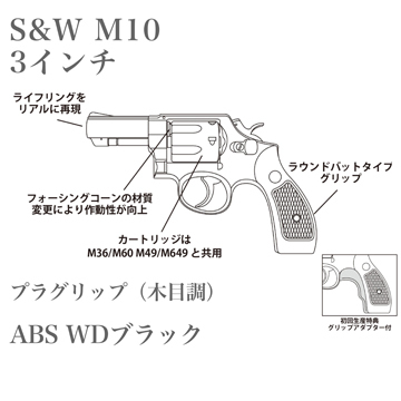 マルシン S&W M10 2025年 プラグリップ ABS WDブラック 3インチ