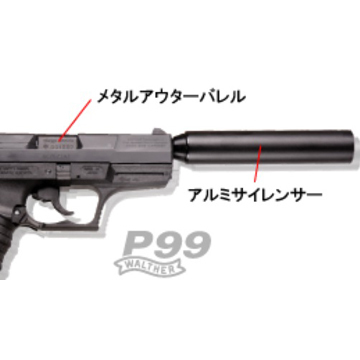 マルゼン サイレンサー&アウターセット ワルサー P99（ガスブローバック専用） メール便  対応商品｜かな順で探す｜電動ガン・モデルガン・エアガン通販ならHBLT